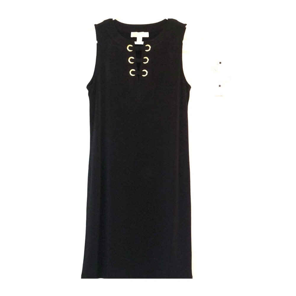Michael Kors Black Lace-Up midi dress size Xs - Picture 2 of 7